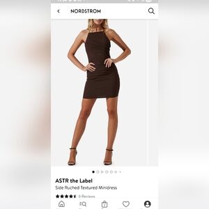 Astr Chocolate Ruched Mini Dress